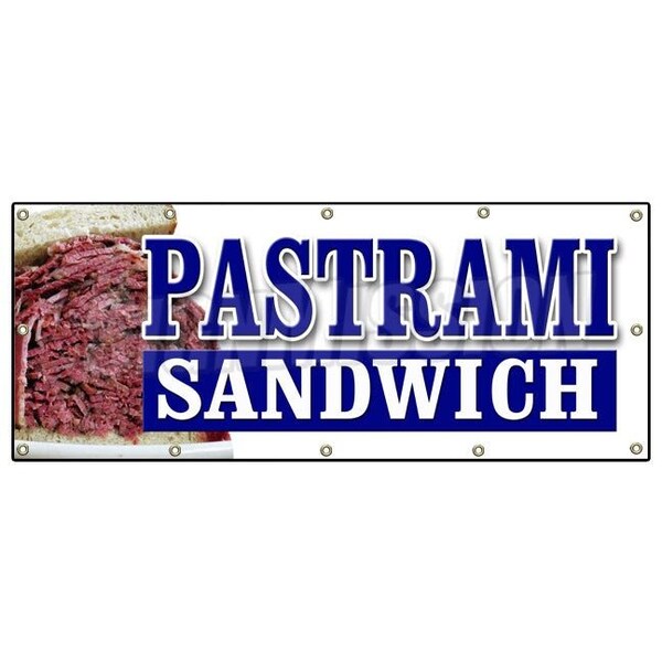 Signmission PASTRAMI SANDWICH BANNER SIGN Yiddish food restaurant butcher shop B-120 Pastrami Sandwich - main